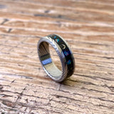 Meteorite, Opal and Damascus Steel Ring