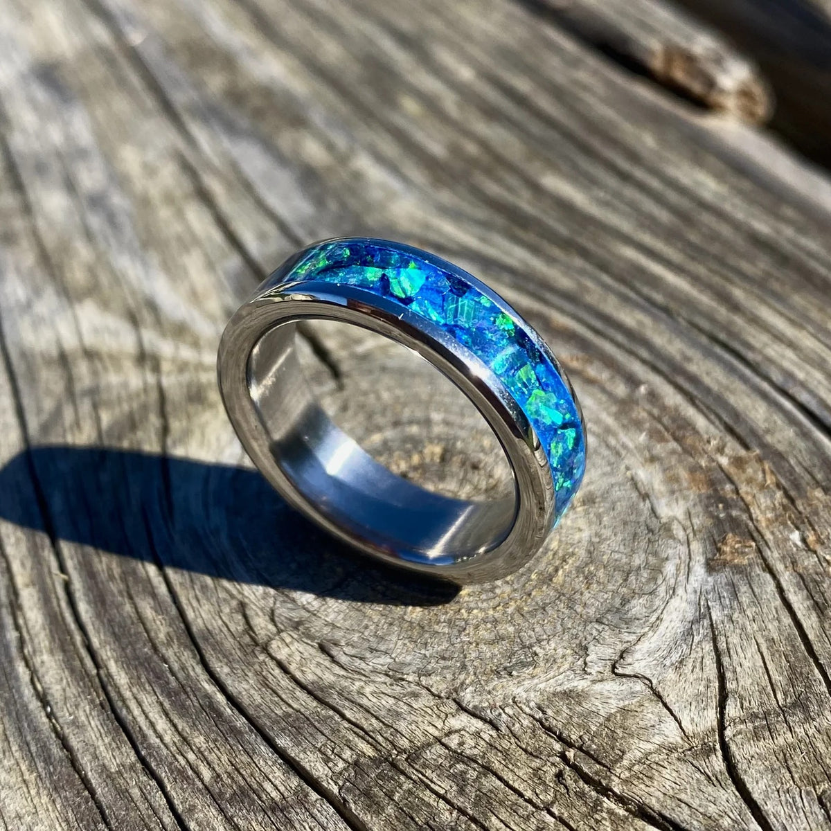 "Peacock Blue" Opal Ring