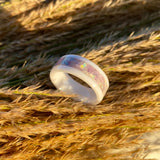 White Ceramic, Amethyst, Opal and Silver Leaf Ring