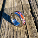 Titanium, Opal, Padauk Wood and Tiger's Eye Ring