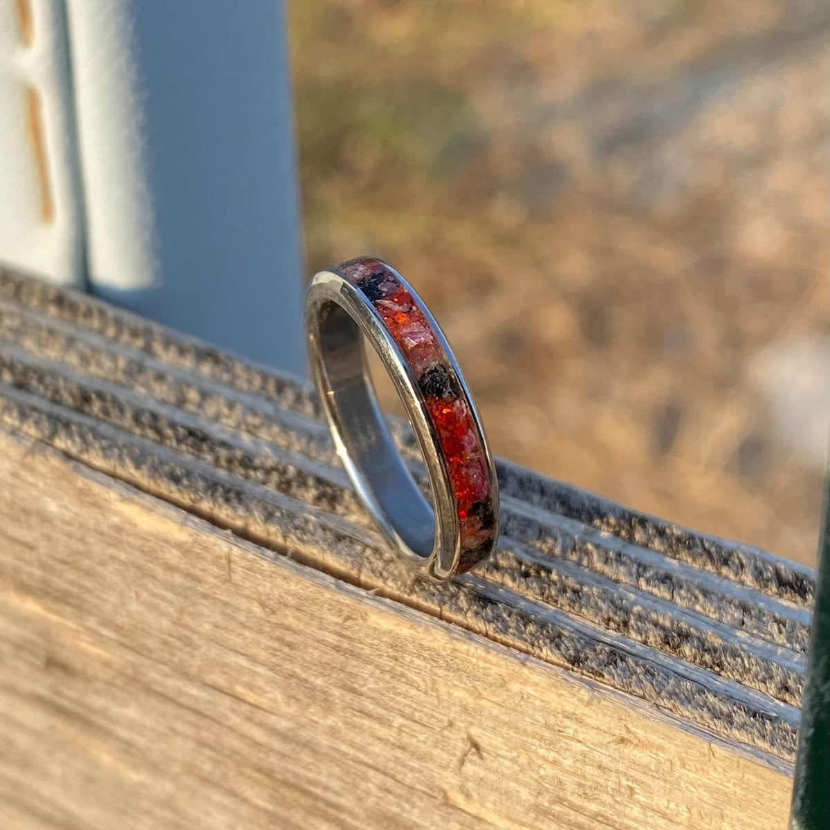 Ruby, Opal and Black Tourmaline Ring