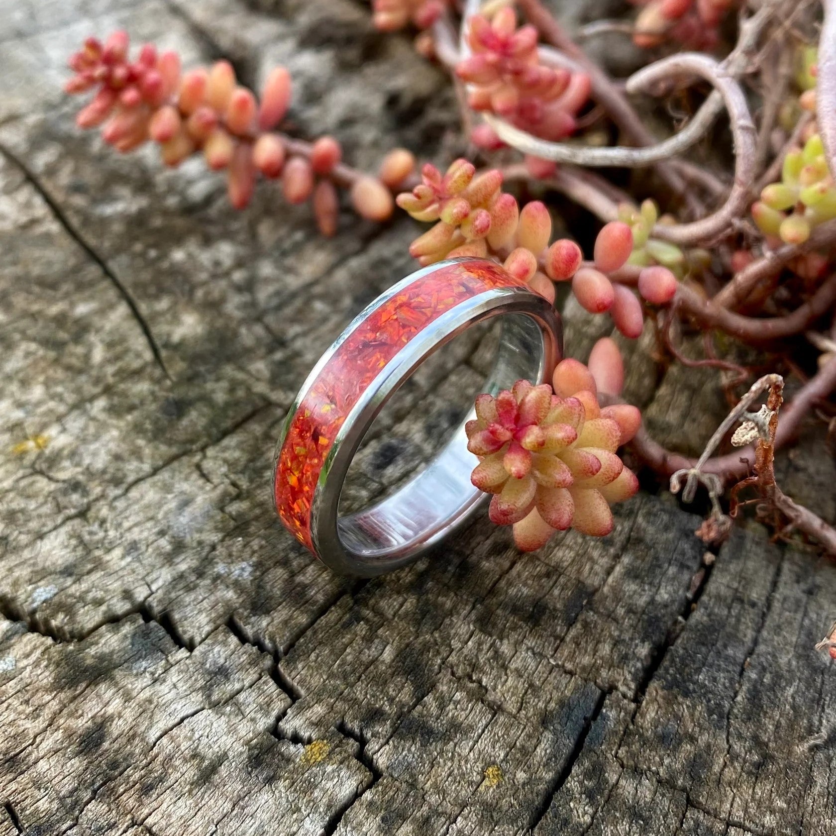 Crimson Red Opal Ring