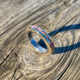 Mokume Gane Ring, Damascus Steel and Opal