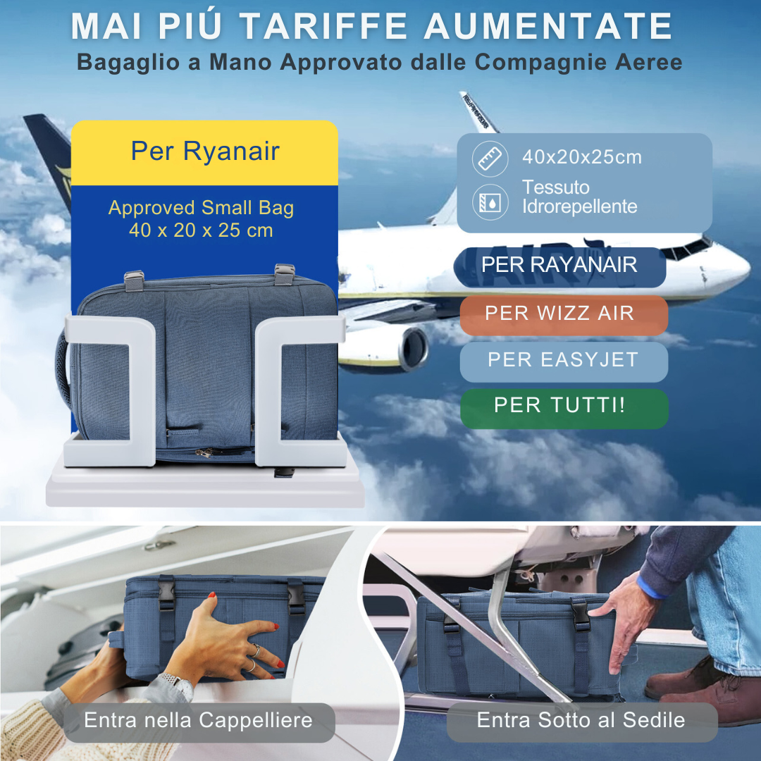 Zaino per Aereo 40x20x25 Bagaglio a Mano Rayanair