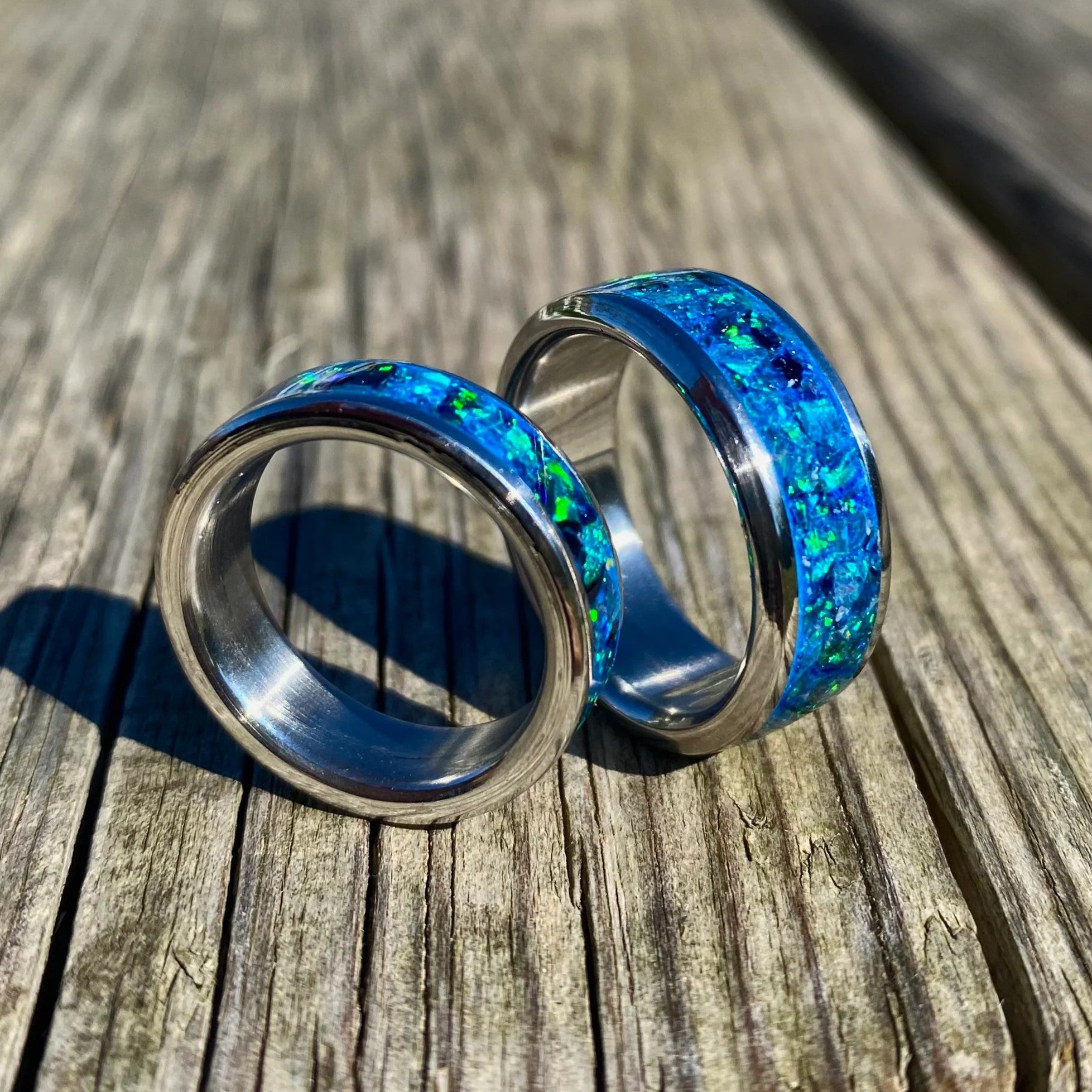 Anello di Opale "Peacock Blue"