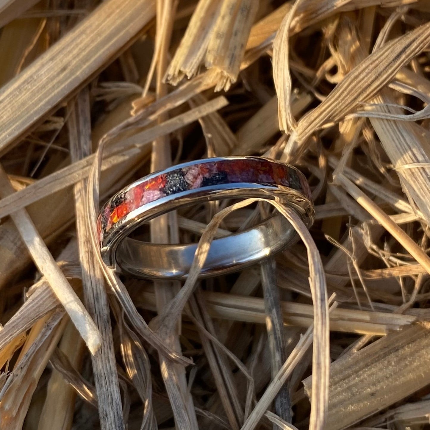 Ruby, Opal and Black Tourmaline Ring