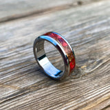 Opal, Carnelian, Brass, Purple Agate with Bronzite and Coral Ring