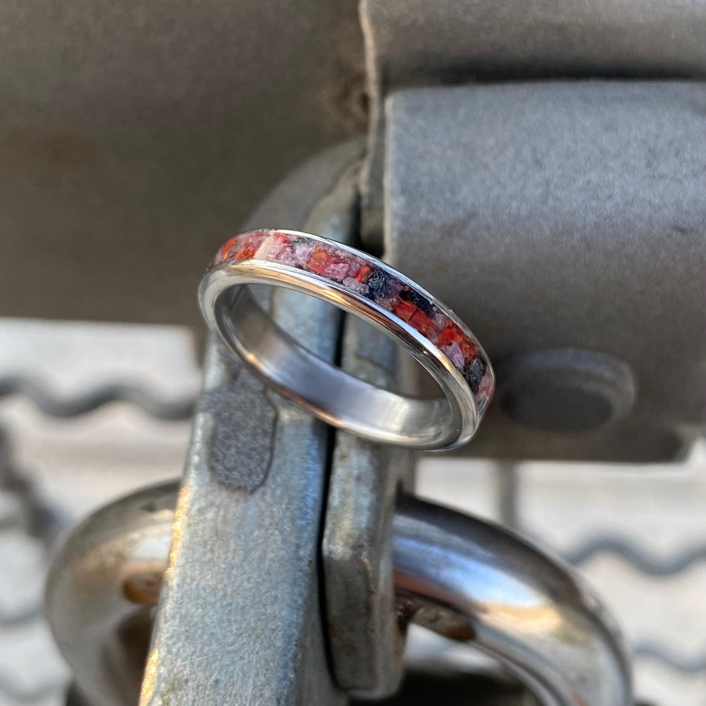 Ruby, Opal and Black Tourmaline Ring