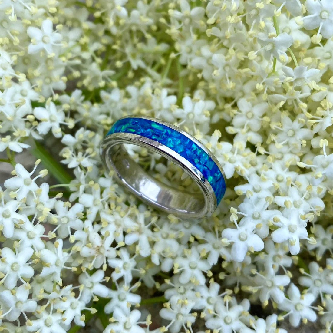 "Peacock Blue" Opal Ring