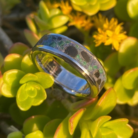 White Ceramic, Amethyst, Opal and Silver Leaf Ring