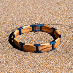 Bologna Bracelet in Steel and Olive Wood - Elegance and Nature