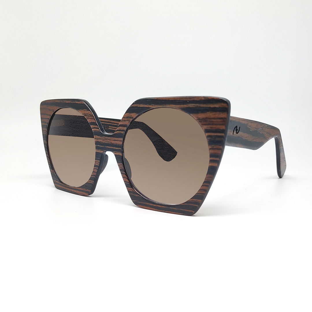 Massimo Annibali Sunglasses in Dark Zebrano Wood - ROMA Model