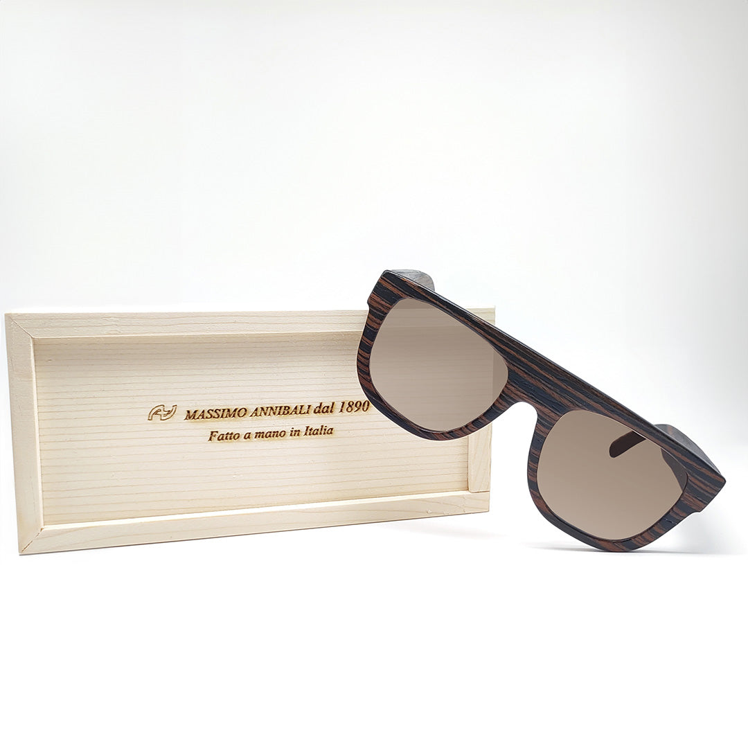 Massimo Annibali Sunglasses in Dark Zebrano Wood - FIRENZE Model