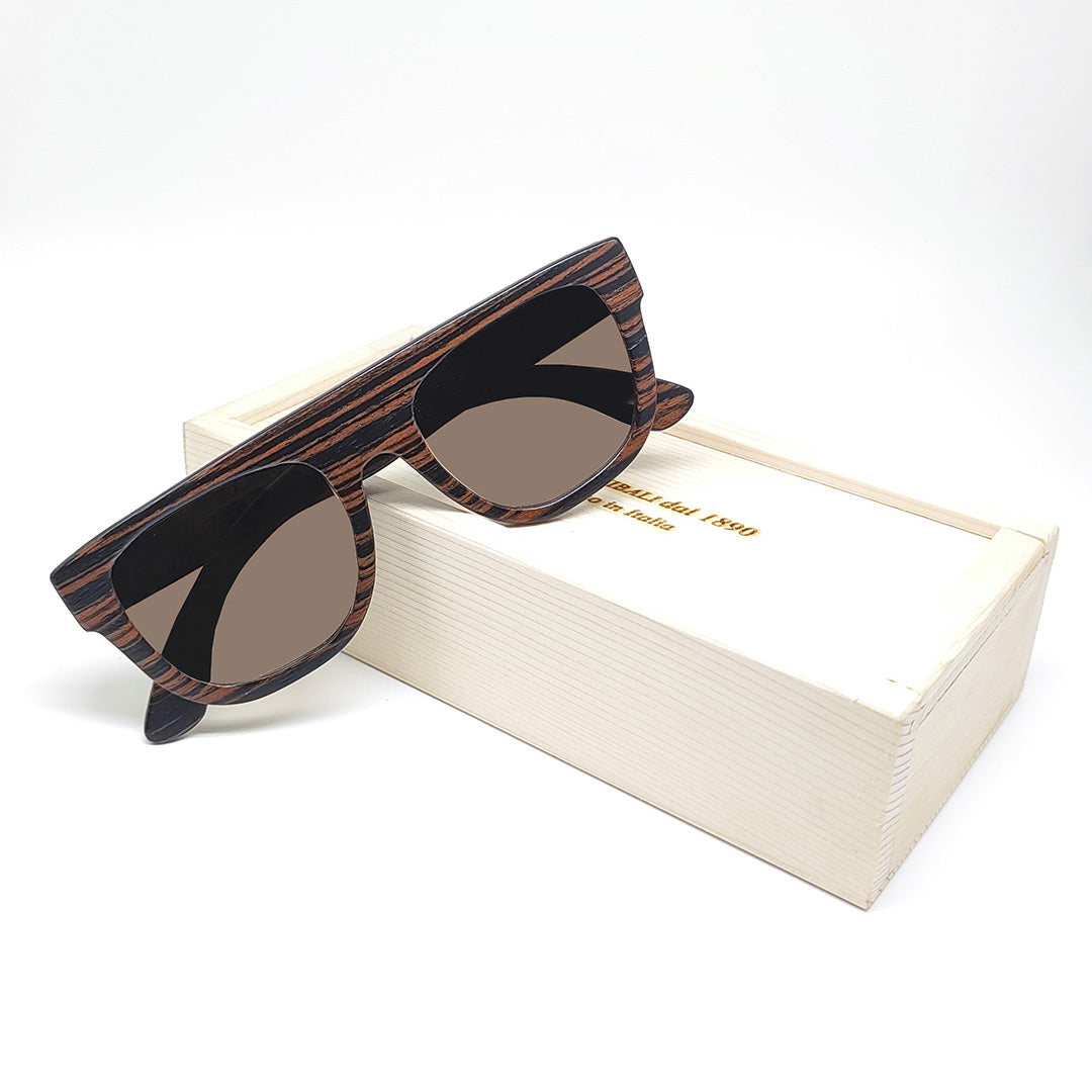 Massimo Annibali Sunglasses in Dark Zebrano Wood - FIRENZE Model